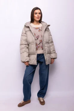 Object Abrigo acolchado capucha Beige Clearance