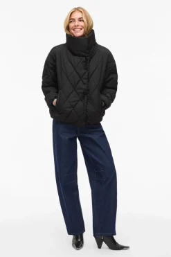 Vila Abrigo acolchado cuello chimenea Negro Online