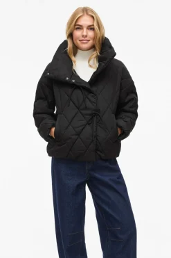 Vila Abrigo acolchado cuello chimenea Negro Online