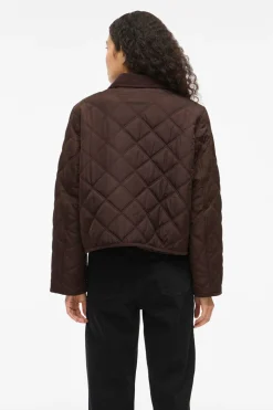 Vila Abrigo acolchado guateado con cuello de pana Marr&oacute;n oscuro New