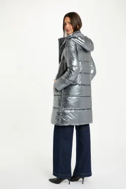 Morgan Abrigo acolchado largo brillante Gris Best