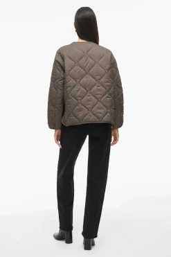 Vila Abrigo acolchado ultraligero Beige Clearance