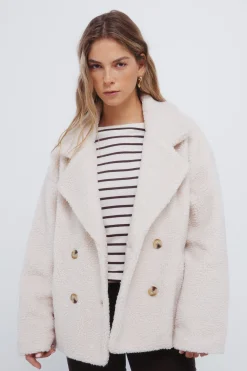 Springfield Abrigo borreguito doble abotonadura nude Discount