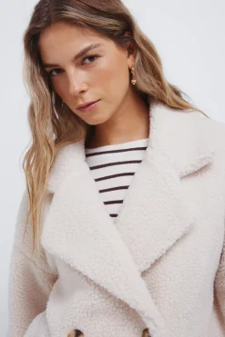 Springfield Abrigo borreguito doble abotonadura nude Discount