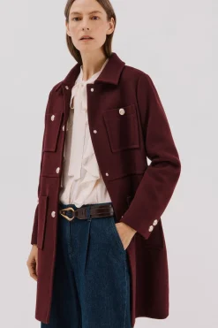 Cortefiel Abrigo botones dorados Vino Clearance