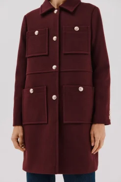 Cortefiel Abrigo botones dorados Vino Clearance