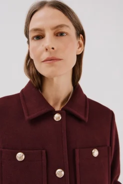 Cortefiel Abrigo botones dorados Vino Clearance