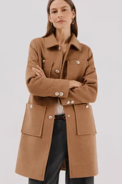 Cortefiel Abrigo botones dorados Beige