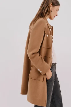 Cortefiel Abrigo botones dorados Beige