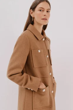 Cortefiel Abrigo botones dorados Beige