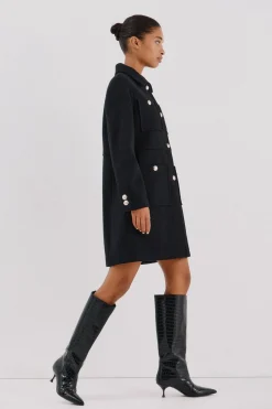 Cortefiel Abrigo botones dorados Negro Sale