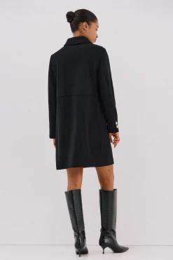 Cortefiel Abrigo botones dorados Negro Sale