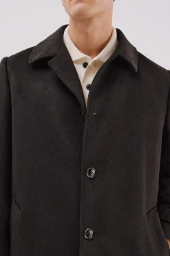 Cortefiel Abrigo camisero lana Marr&oacute;n oscuro Online