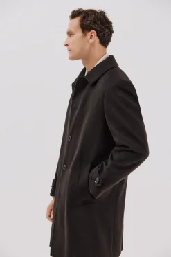 Cortefiel Abrigo camisero lana Marr&oacute;n oscuro Online