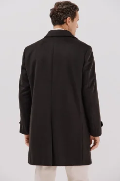 Cortefiel Abrigo camisero lana Marr&oacute;n oscuro Online