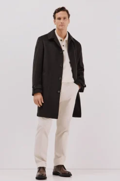 Cortefiel Abrigo camisero lana Marr&oacute;n oscuro Online