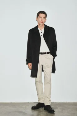 Cortefiel Abrigo camisero lana Marr&oacute;n oscuro Online