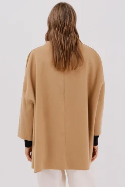 Cortefiel Abrigo capa con tejido ligero Beige Clearance