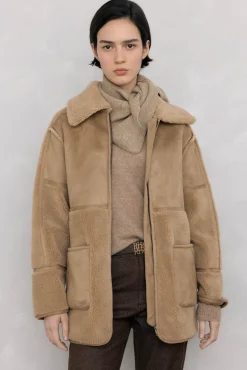 Pedro del Hierro Abrigo combinado texturas Beige New