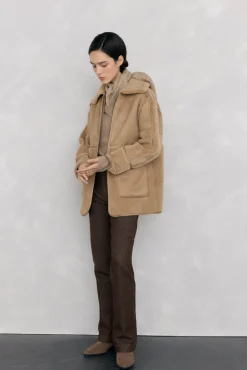 Pedro del Hierro Abrigo combinado texturas Beige New