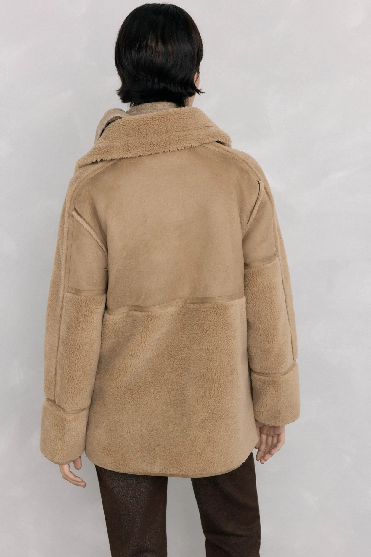 Pedro del Hierro Abrigo combinado texturas Beige New