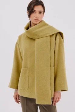 Cortefiel Abrigo con bufanda desmontable Amarillo Outlet