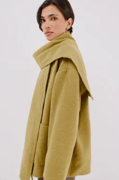 Cortefiel Abrigo con bufanda desmontable Amarillo Outlet