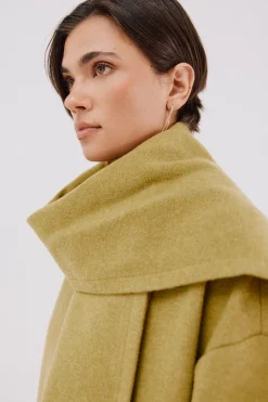 Cortefiel Abrigo con bufanda desmontable Amarillo Outlet