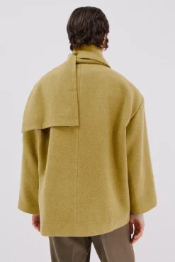 Cortefiel Abrigo con bufanda desmontable Amarillo Outlet