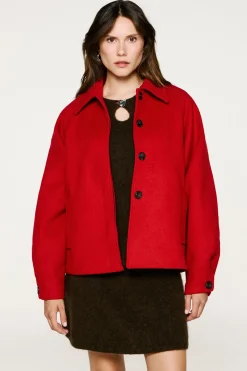 Selected Abrigo corto de lana Rojo