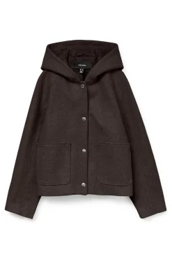 Vero Moda Abrigo corto de paño Marr&oacute;n oscuro Best