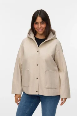 Vero Moda Curve Abrigo corto de paño talla grande Beige Hot
