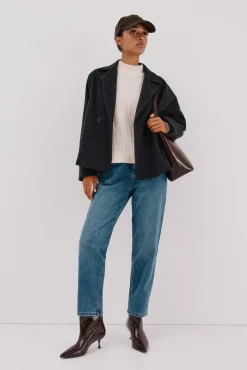 Cortefiel Abrigo corto desestructurada Gris oscuro Best