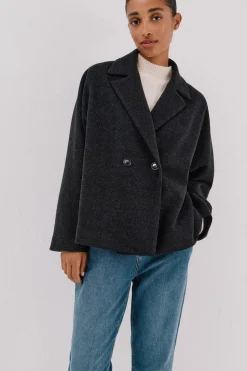 Cortefiel Abrigo corto desestructurada Gris oscuro Best