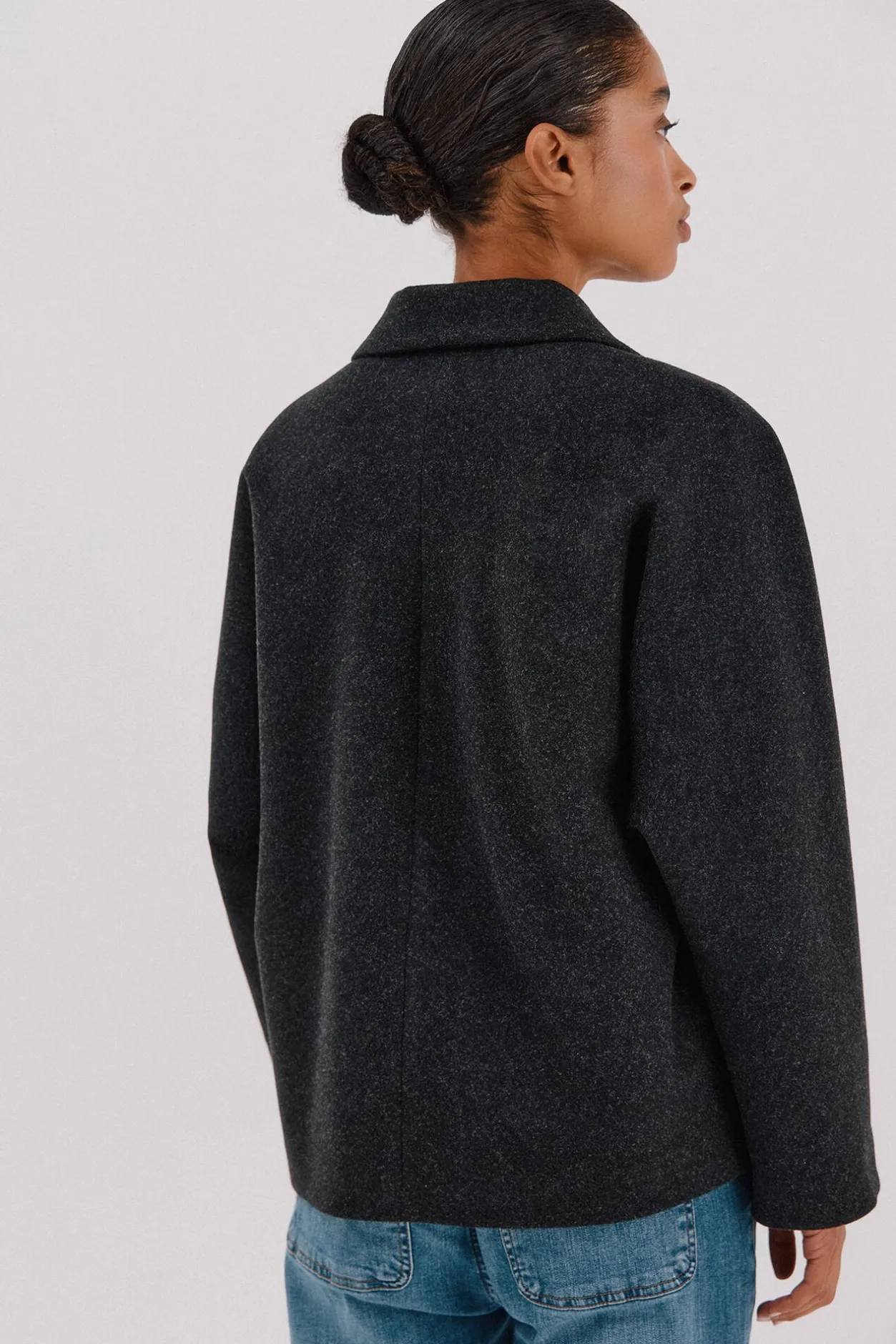 Cortefiel Abrigo corto desestructurada Gris oscuro Best