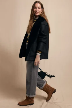 Slowlove Abrigo corto efecto doble faz Negro Discount