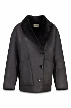 Slowlove Abrigo corto efecto doble faz Negro Discount