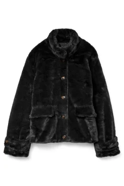 Vero Moda Abrigo corto efecto pelo Negro