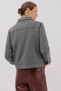 Cortefiel Abrigo corto paño Gris oscuro Sale