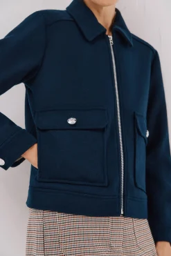 Cortefiel Abrigo corto paño Azul marino New