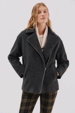 Cortefiel Abrigo corto silueta biker Gris oscuro