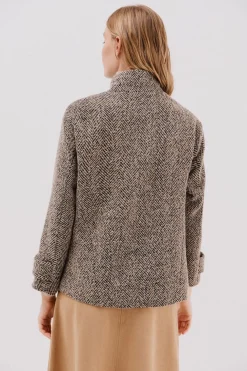 Cortefiel Abrigo corto tejido estructura Estampado beige