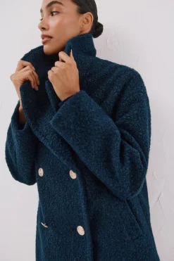 Cortefiel Abrigo corto tejido suave Azul marino Clearance