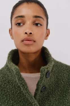 Cortefiel Abrigo corto tejido suave Verde Online