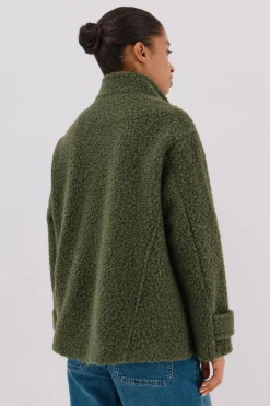 Cortefiel Abrigo corto tejido suave Verde Online