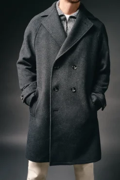 OOTO Abrigo cruzado de lana Gris oscuro Clearance