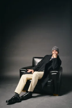 OOTO Abrigo cruzado de lana Gris oscuro Clearance