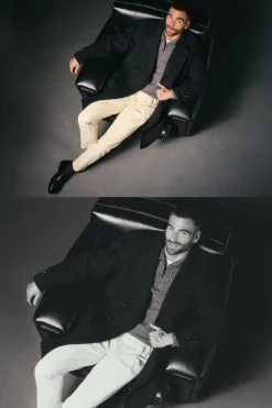 OOTO Abrigo cruzado de lana Gris oscuro Clearance