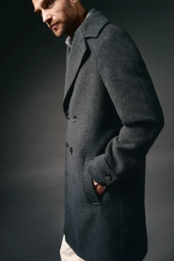 OOTO Abrigo cruzado de lana Gris oscuro Clearance