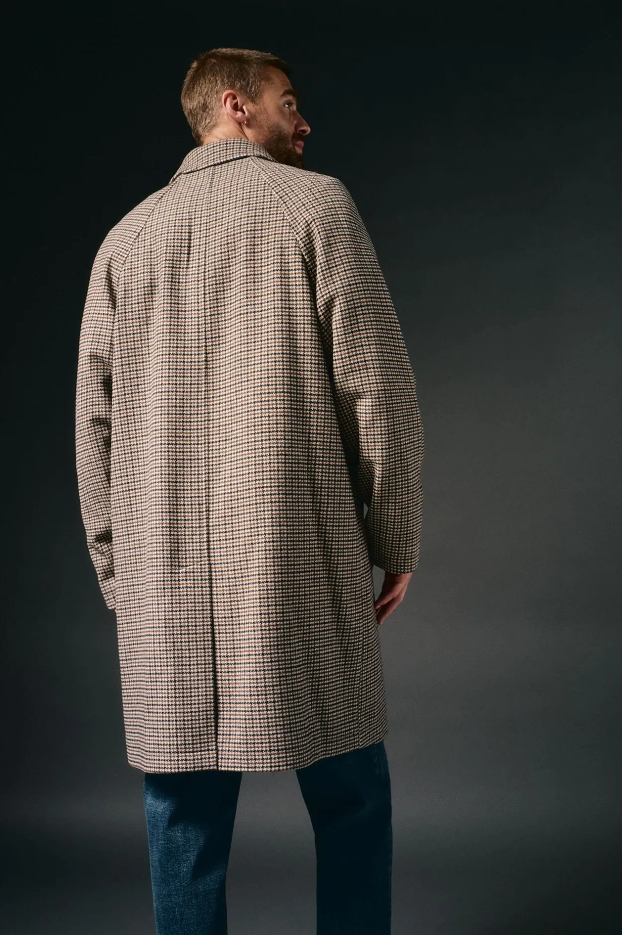 OOTO Abrigo cuadro inglesado Beige New